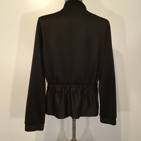 Lea & Viola Lounge Black Peplum Zip Up Jacket Size L - Picture 4 of 10